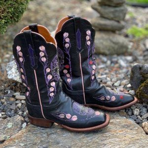 Lucchese Skull Western Cowboy Boots Women 7.5